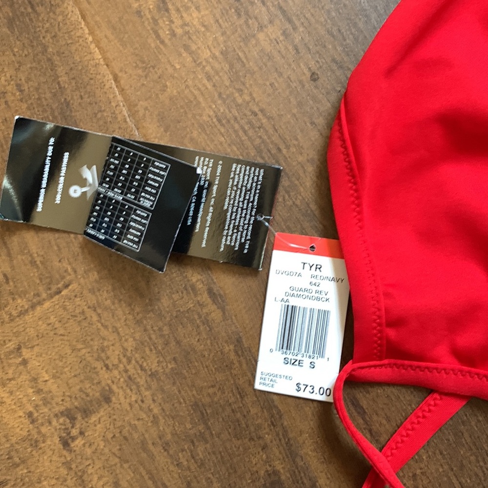 TYR NWT Guard Rev Diamondback Red/Navy Small One Piece Swimsuit Swim Durafast - Picture 5 of 10
